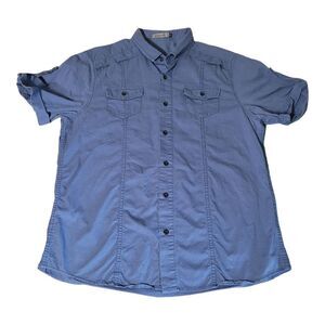 KUULEE Button Down Blue Shirts Rolled Sleeves Size Large
